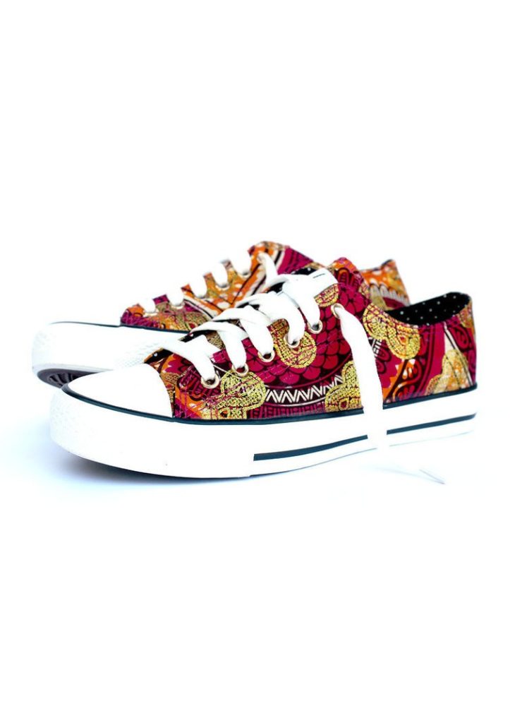 Baskets basses en Wax Pink Gold Africabaie