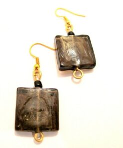 Boucles d'oreilles africaines bijoux africains-boucles d'oreilles carrées en verre recyclé