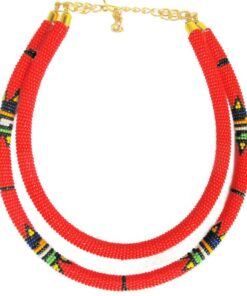 Collier 2-en-1 à perles africaines fait à la main et orné de perles d'Afrique du Sud