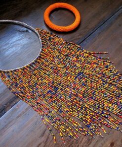 Collier Maasai Beads Casual Waterfall - Collier multicolore orange