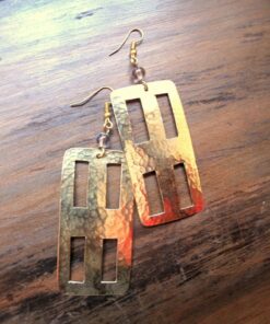African Jewelry-Brass Window Shaped Hammered hanging-drops-Earrings
