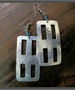 African Jewelry-African Earrings-Window Shaped Hammered Aluminium Earrings