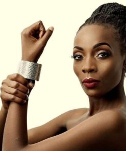 African Jewelry-Silver Colored Hammered Cuff Bracelet
