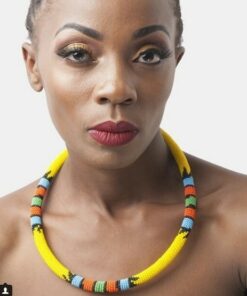 South African Inspired Beaded Necklace Yellow