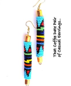 Boucles d'oreilles africaines bleu clair zoulou