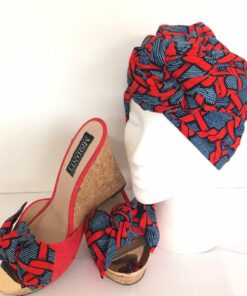 Ankara headwrap and wedge shoes