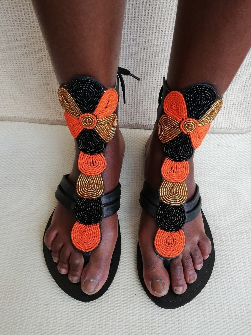 pwani gladiator maasai sandals  tribal sandals  beaded sandals  leather sandals