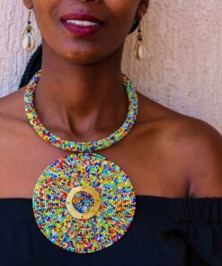 African Beaded pendant necklace