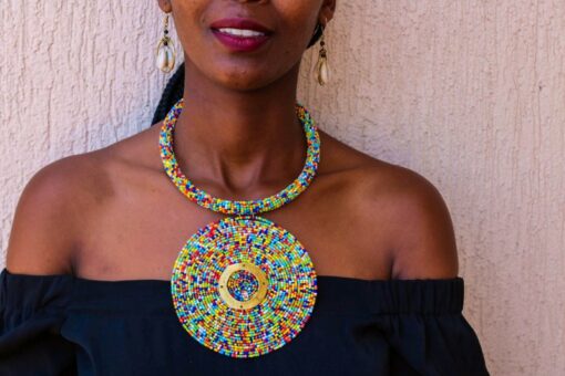 African Beaded pendant necklace