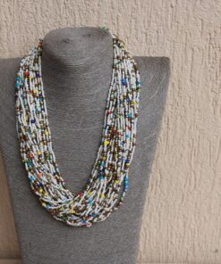 African beaded Tribal necklace handmade fabric