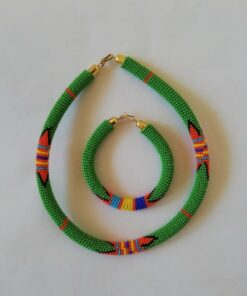 African Zulu beaded necklace wax fabric