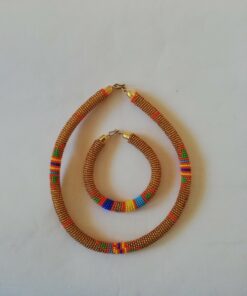 African wax necklace handmade fabric