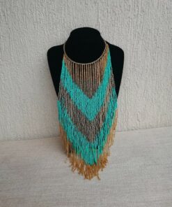 African Fringe Necklace handmade fabric