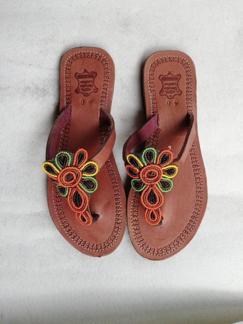 African beaded sandals Masai sandals African leather sandals handmade fabric