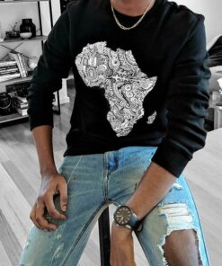 UNISEX AFRO MAP SWEATER EN NOIR