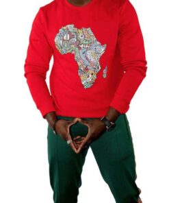 UNISEX AFRO MAP SWEATER EN ROUGE