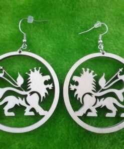 Lion of judah in circle earrings