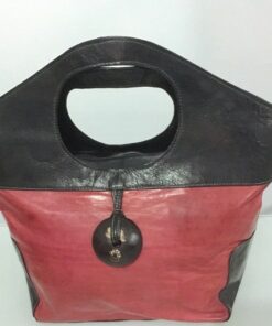 Sac à main cuir rouge et noir