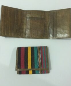 Portefeuille en cuir et tissu