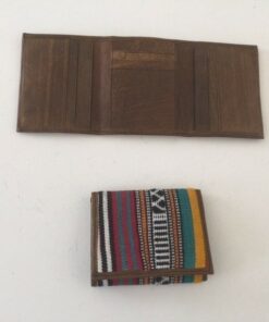 Portefeuille en cuir et en tissu