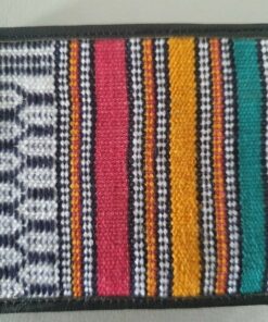 Grand porte monnaie en cuir et tissu