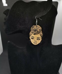 Boucle d'oreille pour femme en bois