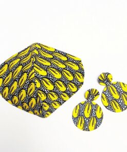 Masque protecteur + boucles d'oreilles réalisés avec du tissu pagne africain