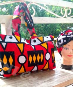 Sac caba plus bonnet wrap conçu en kente