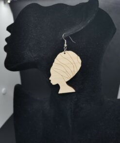 boucle d'oreille africaine en bois pour femme