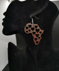 Boucle d'oreille femme en bois Afrique