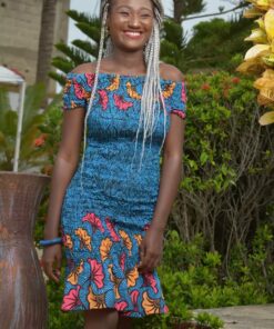 ROBE ELASTIKA   tout en wax fleur de mariage