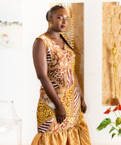 OSHUN - Robe longue en soie de wax