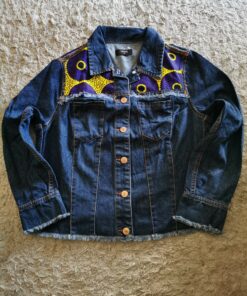 Veste en jean imprimé wax homme