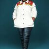 Veste en jean imprimé wax