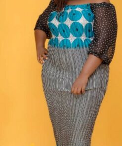 Robe longue en soie et mousseline