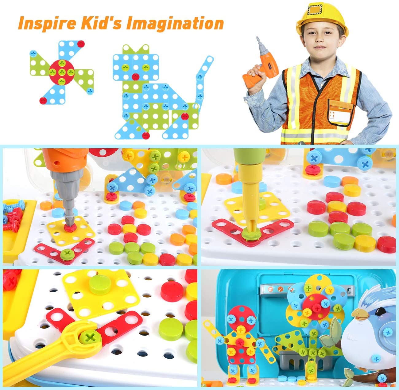 TONZE Mosaique Puzzle Enfant, Jeux de Construction Puzzle, 3D