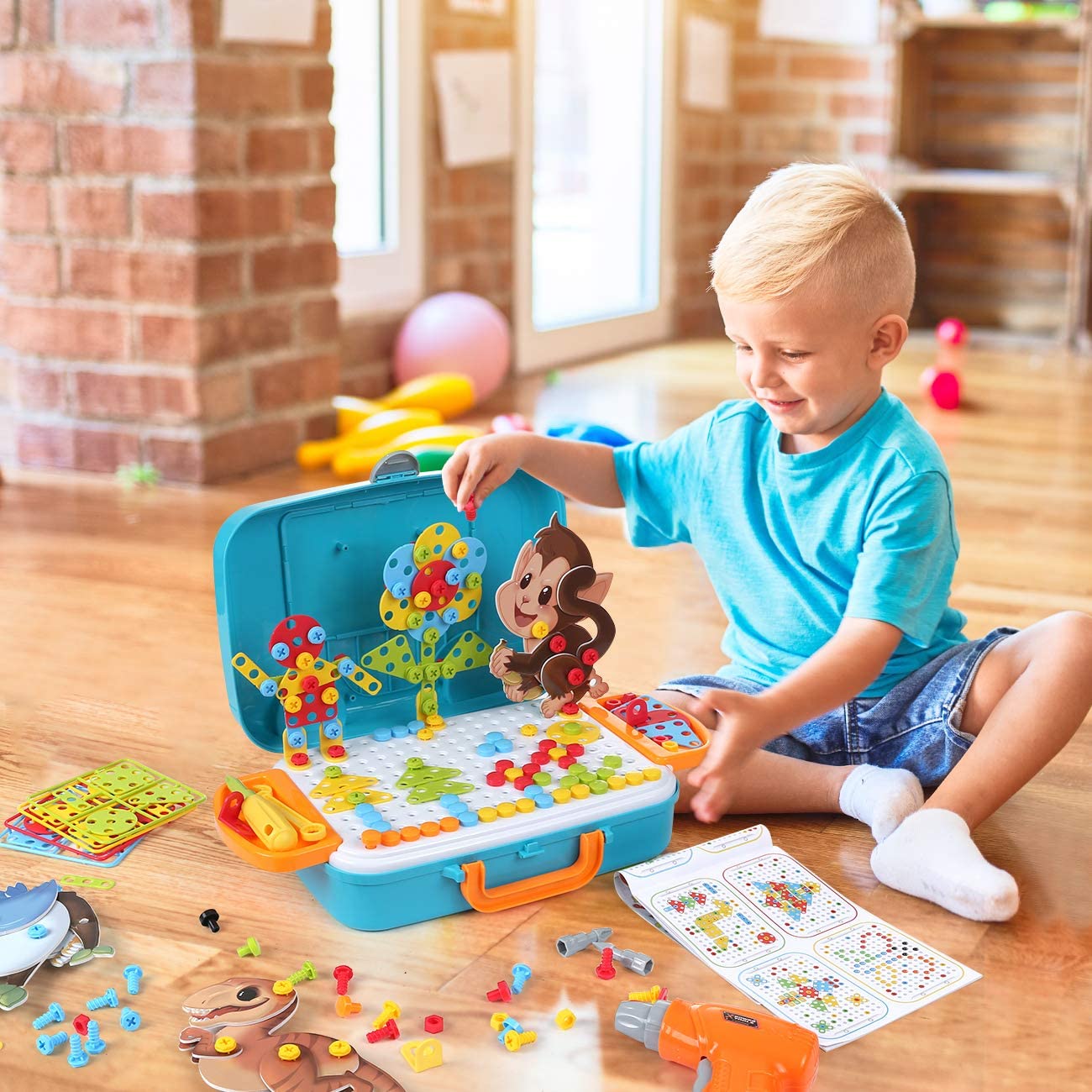 LIHAO Kit de Mosaique Enfant Puzzle 3D, 400pcs Jouet de Montessori Jeu de  Construction Éducatif avec Perceuse Électronique, Cadeau Loisir Créatif pour  Enfant 6+ Ans 