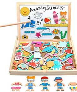 yoptote Puzzle Enfant en Bois 110 Pièces Jeux de Pêche + Tableau Magnetique  Enfant Jeu Montessori Educatif Jouet Enfant Fille Garcon 3 Ans 4 