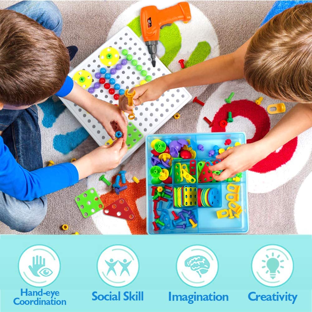 Symiu Mosaique Enfant Puzzle 3D Construction Enfant Jeu Montessori Kit  Mosaique 223 Pcs pour Enfant Fille Garcon 3 4 5 Ans - Autres - à la Fnac