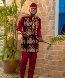 AFRICAN TRADITIONAL ISI AGU 2 PIECES MALE OUTFIT | CHINEDU 2 PIECES SET
