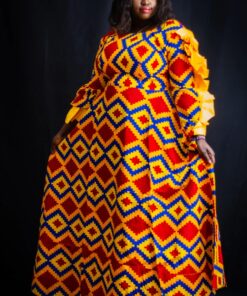 Robe maxi évasée à manches longues Ankara, robe évasée, robe manches longues