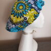 Bonnet wax doublé en satin wax bleue