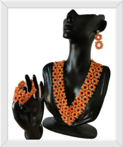 Ensemble bijoux en perle KROBO ( Collier, Bracelet et boucle d'oreille)