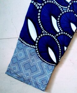 headband africain plume de paon face bouclebenePantalon pagne femme Tissu wax Paon Bleu et Noir_5