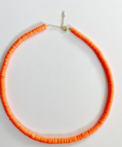 Collier orange en perles argile douce